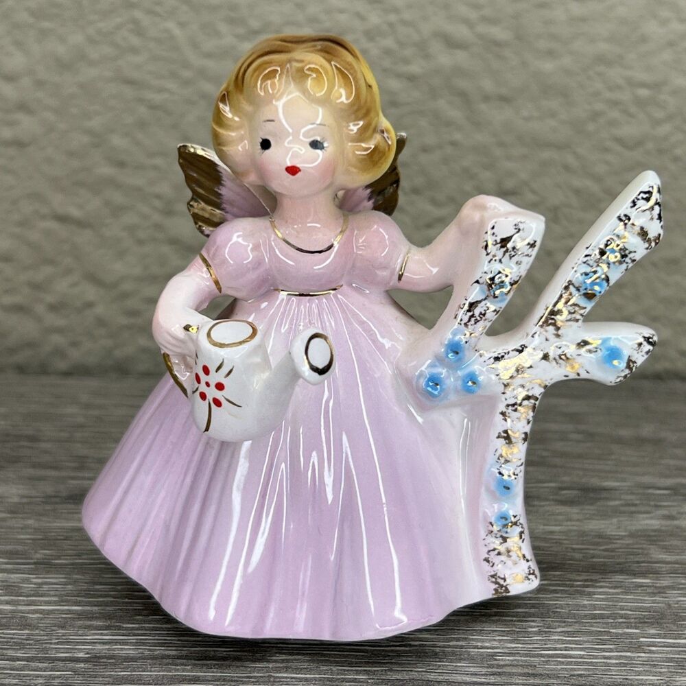 Vintage JOSEF ORIGINALS Birthday Girl Angel Figurine Age 4 Japan FLAW